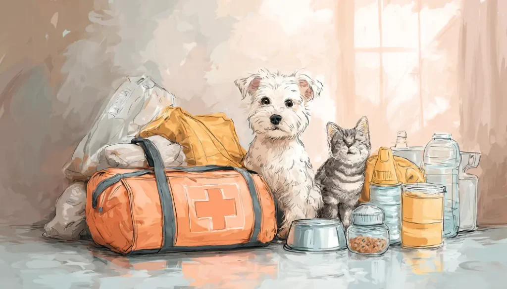 災害時に備えたペット用防災キットとキャリーバッグ