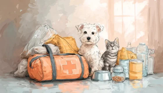 災害時に備えたペット用防災キットとキャリーバッグ