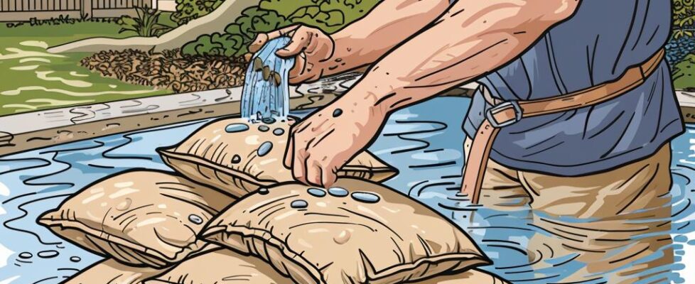 Sandbags that swell with water