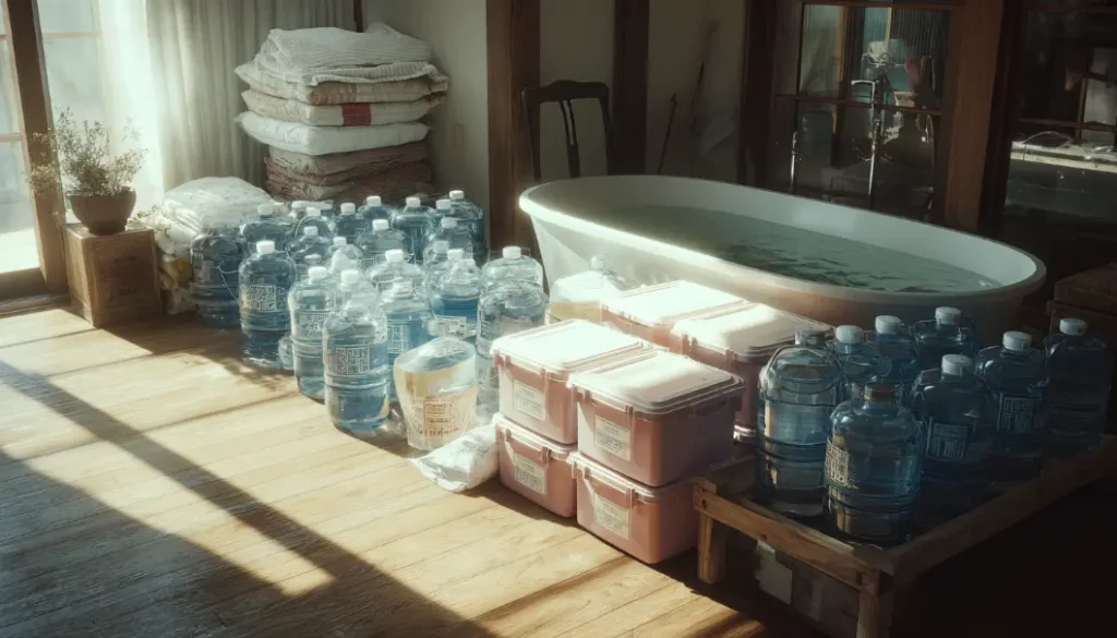 災害時に必要な飲料水や生活用水の備蓄イメージ画像
