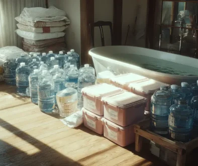 災害時に必要な飲料水や生活用水の備蓄イメージ画像