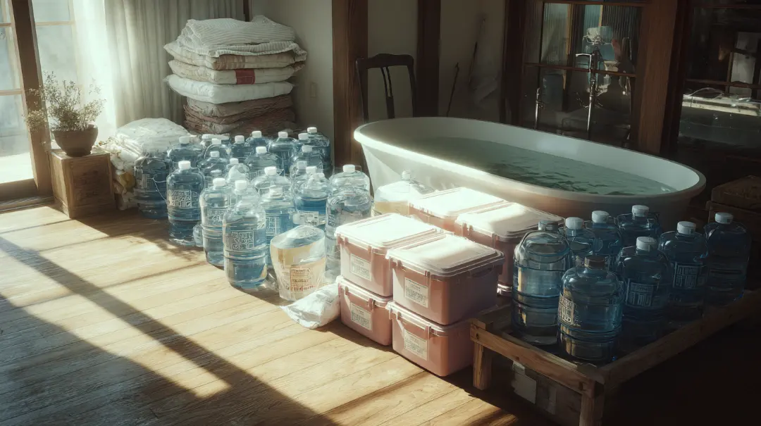 災害時に必要な飲料水や生活用水の備蓄イメージ画像